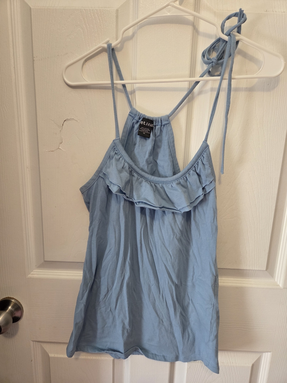 Wet Seal Light Blue Ruffle Cami with Adjustable Straps